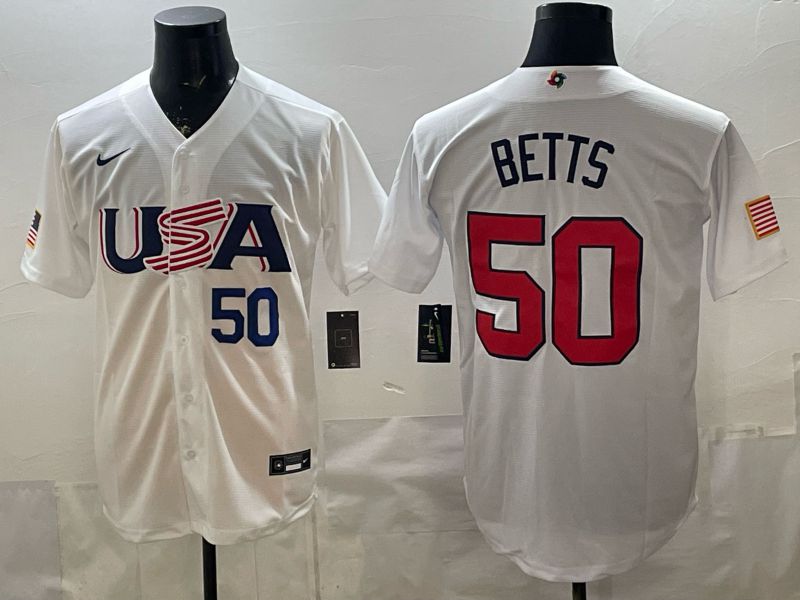 Men 2026 World Cub USA #50 Betts White Nike MLB Jersey style 03
